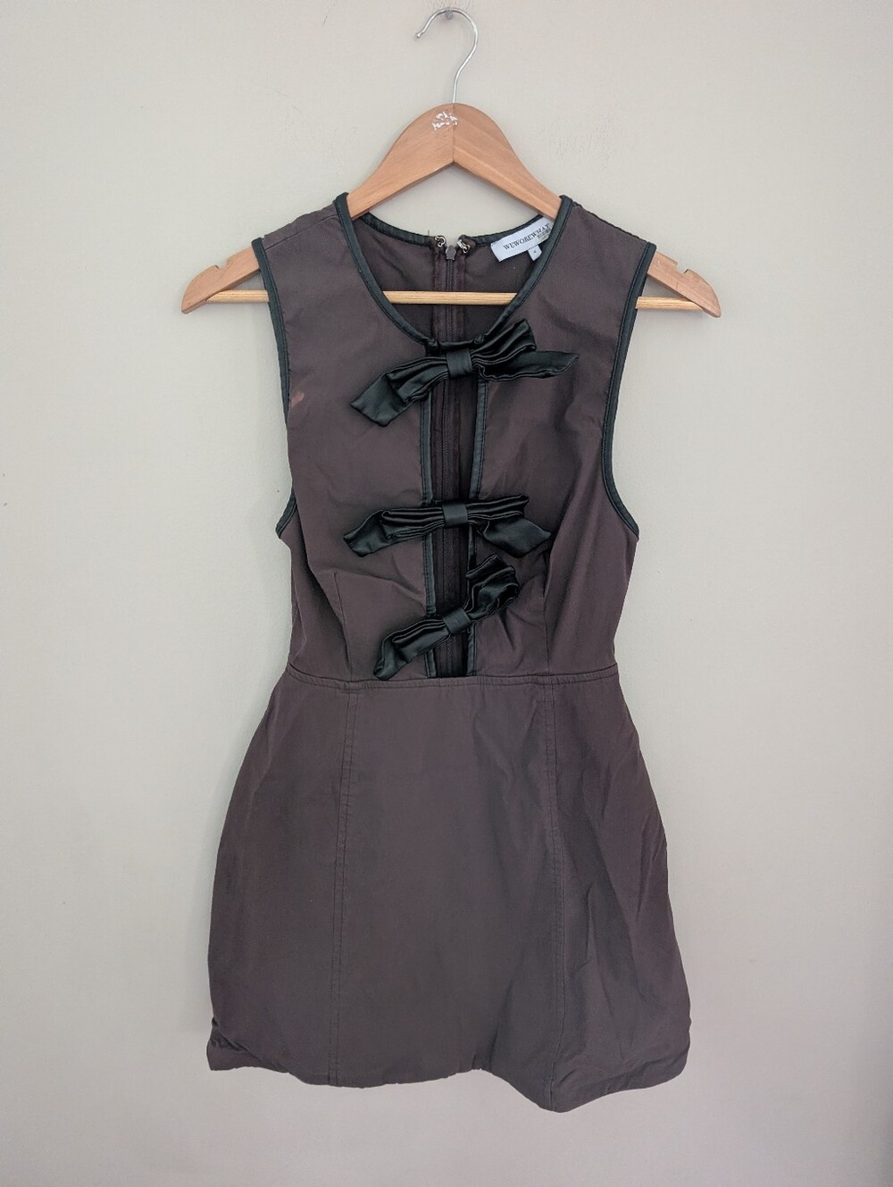 WeWoreWhat Brown Bow Mini Dress Size 6